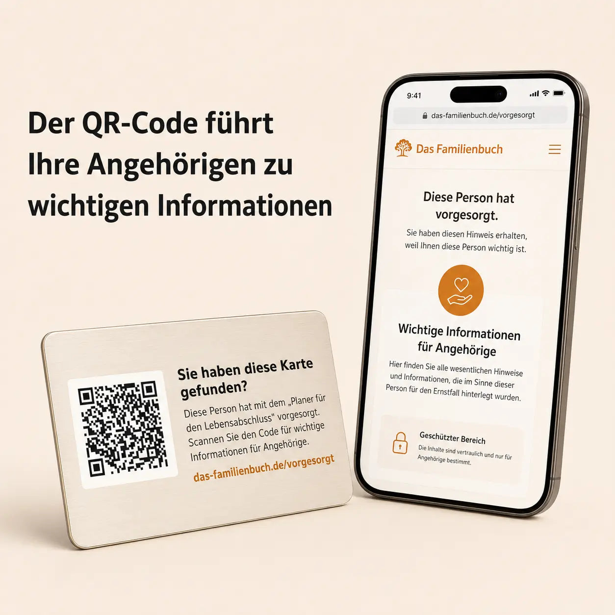 Notfallkarte „Ich habe vorgesorgt" aus Metall – Vorsorge, die gefunden wird